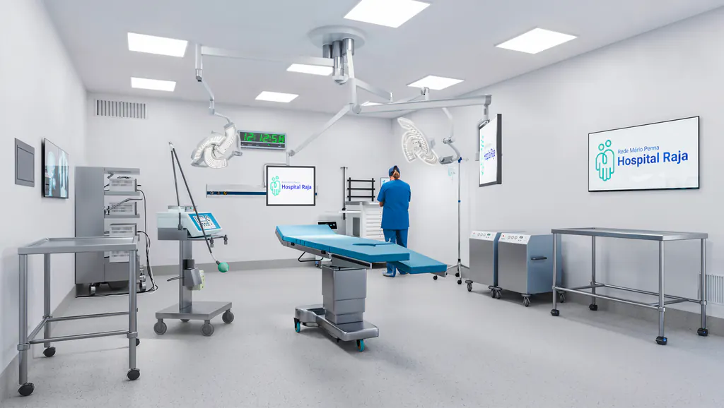 Projeção de sala do centro cirúrgico do Hospital Raja
